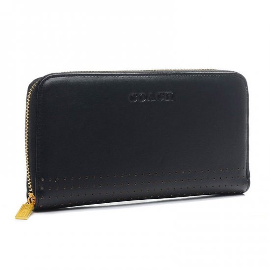 Coach Madison Perforated Large Black Wallets BWA | Women - Click Image to Close